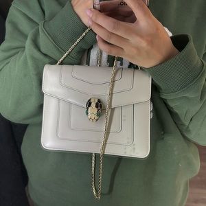 Evening bag white color with mirror